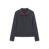 Women's Contrast Half-Placket Slim Sweater